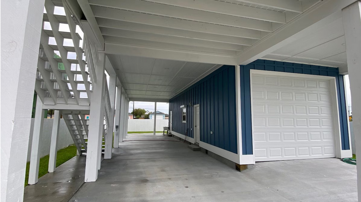 Covered parking underneath