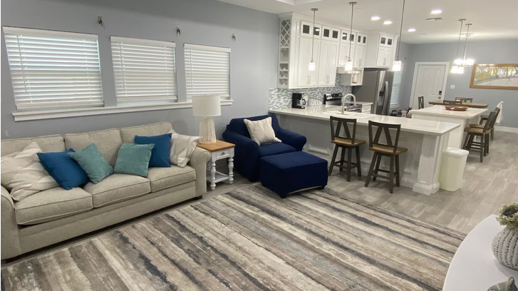 Open living room and kitchen